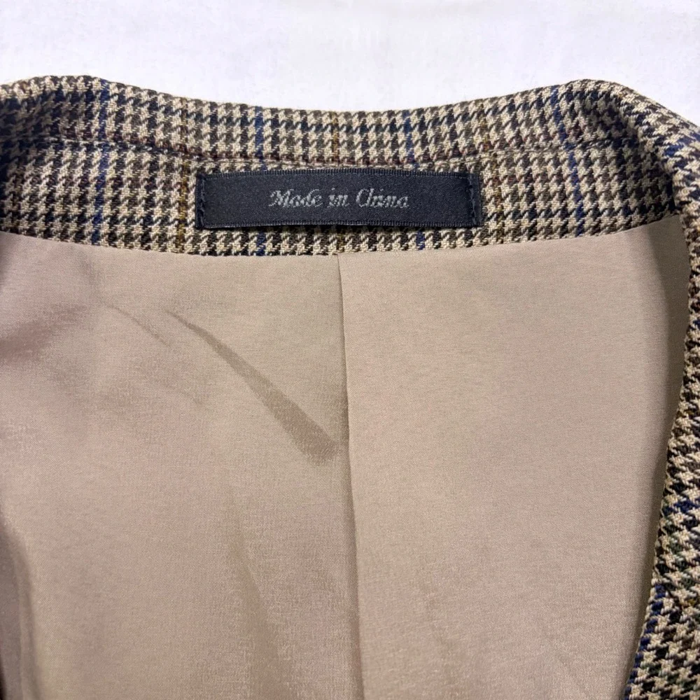 Lauren Ralph‎ Lauren Blazer Mens 48R Brown Excellent Wool Houndstooth Two Button
